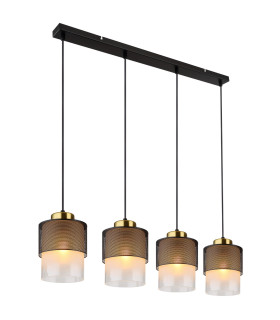 Olga Bar Pendant Ceiling Light Matt Black Satined Glass Shade 4x E27-1