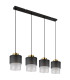 Olga Bar Pendant Ceiling Light Matt Black Satined Glass Shade 4x E27-2