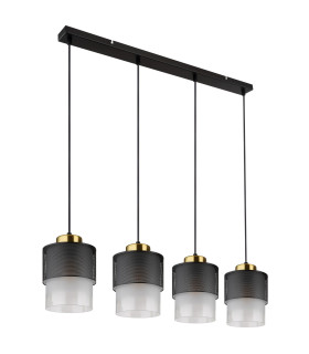 Olga Bar Pendant Ceiling Light Matt Black Satined Glass Shade 4x E27-2