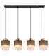 Olga Bar Pendant Ceiling Light Matt Black Satined Glass Shade 4x E27-3