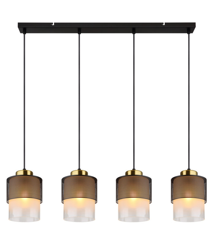 Olga Bar Pendant Ceiling Light Matt Black Satined Glass Shade 4x E27-3