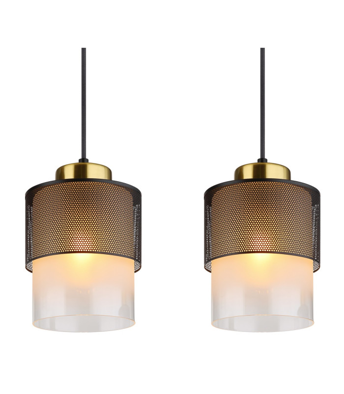Olga Bar Pendant Ceiling Light Matt Black Satined Glass Shade 4x E27-4