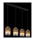 Olga Bar Pendant Ceiling Light Matt Black Satined Glass Shade 4x E27-5