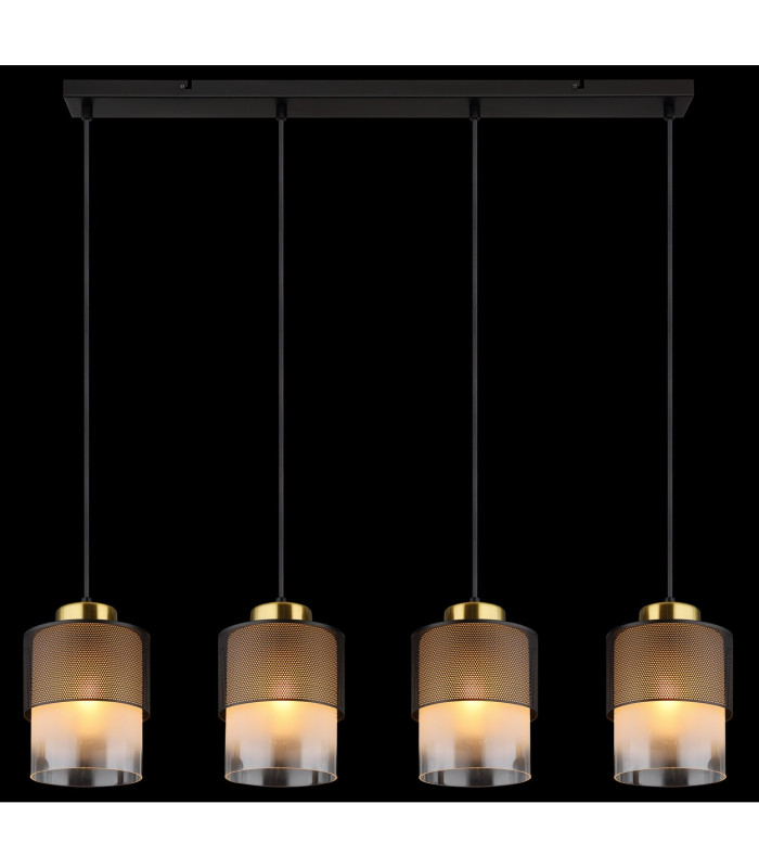 Olga Bar Pendant Ceiling Light Matt Black Satined Glass Shade 4x E27-6