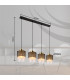 Olga Bar Pendant Ceiling Light Matt Black Satined Glass Shade 4x E27-8