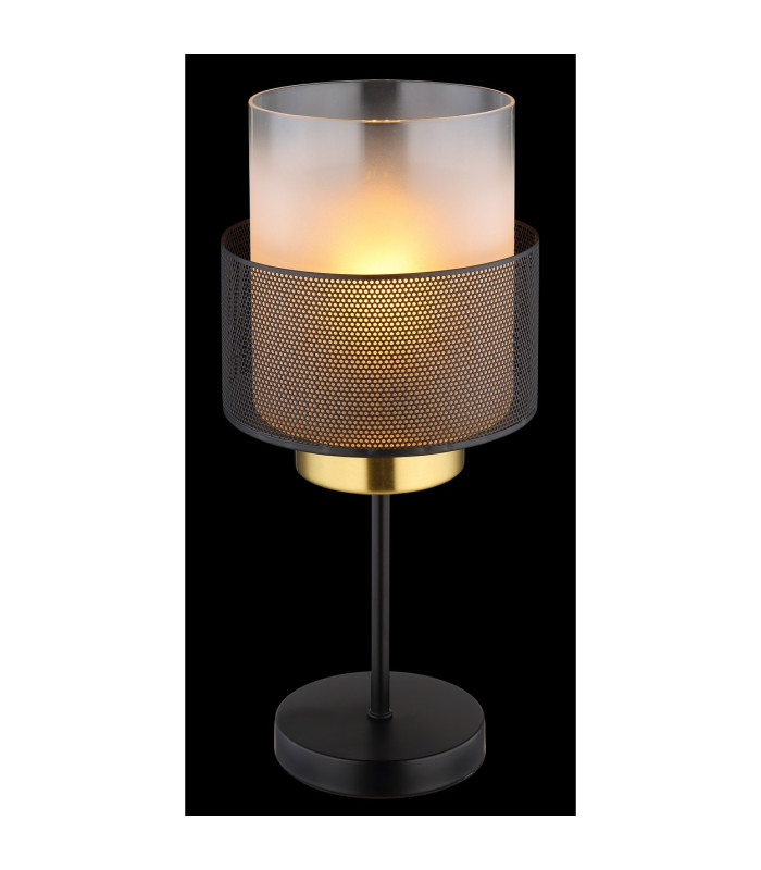 Olga Cylindrical Table Lamp Matt Black Satined Glass Shade 1x E27-3