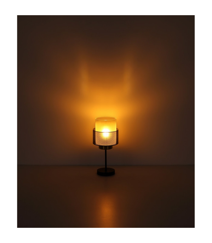 Olga Cylindrical Table Lamp Matt Black Satined Glass Shade 1x E27-5