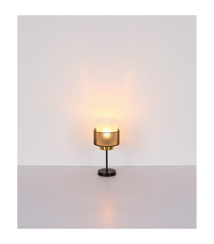 Olga Cylindrical Table Lamp Matt Black Satined Glass Shade 1x E27-6