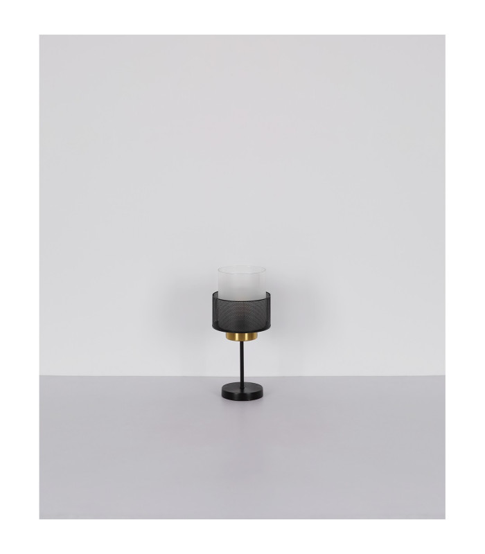 Olga Cylindrical Table Lamp Matt Black Satined Glass Shade 1x E27-7