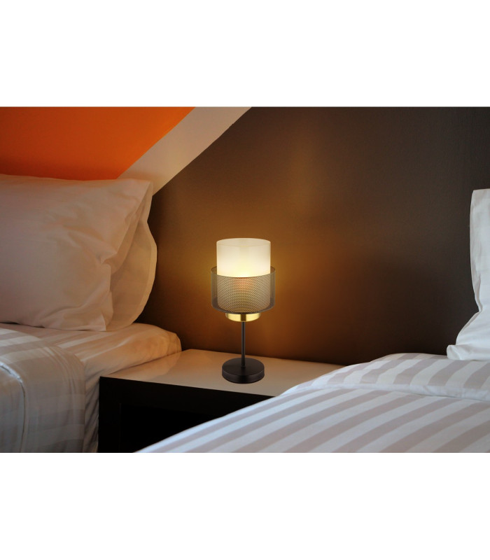 Olga Cylindrical Table Lamp Matt Black Satined Glass Shade 1x E27-8