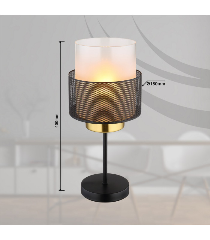Olga Cylindrical Table Lamp Matt Black Satined Glass Shade 1x E27-9