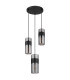 Scarfina Cluster Pendant Ceiling Light Matt Black Smoke Glass Shade 3x E27-2