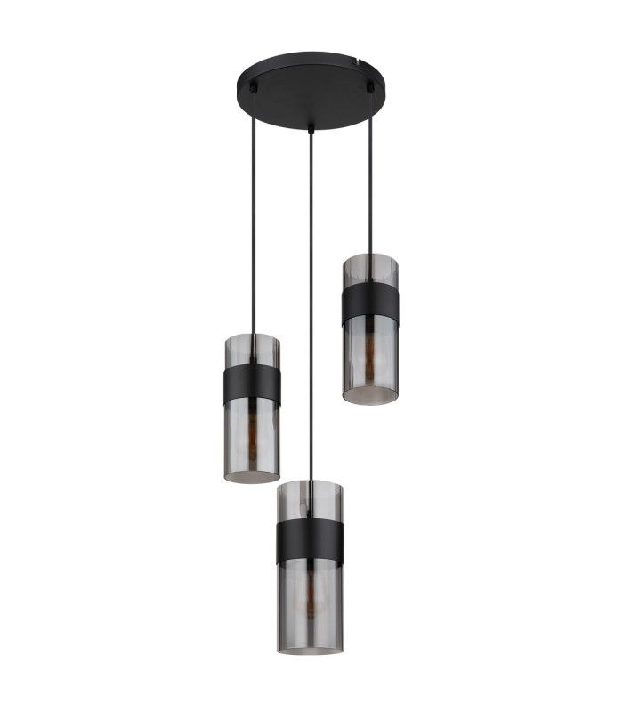 Scarfina Cluster Pendant Ceiling Light Matt Black Smoke Glass Shade 3x E27-2