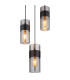 Scarfina Cluster Pendant Ceiling Light Matt Black Smoke Glass Shade 3x E27-3