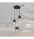 Scarfina Cluster Pendant Ceiling Light Matt Black Smoke Glass Shade 3x E27-7