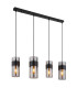 Scarfina Bar Pendant Ceiling Light Matt Black Smoke Glass Shade 4x E27-1