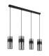Scarfina Bar Pendant Ceiling Light Matt Black Smoke Glass Shade 4x E27-2