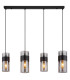 Scarfina Bar Pendant Ceiling Light Matt Black Smoke Glass Shade 4x E27-3