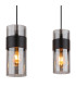 Scarfina Bar Pendant Ceiling Light Matt Black Smoke Glass Shade 4x E27-4