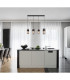 Scarfina Bar Pendant Ceiling Light Matt Black Smoke Glass Shade 4x E27-5