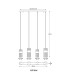 Scarfina Bar Pendant Ceiling Light Matt Black Smoke Glass Shade 4x E27-7