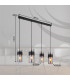 Scarfina Bar Pendant Ceiling Light Matt Black Smoke Glass Shade 4x E27-8