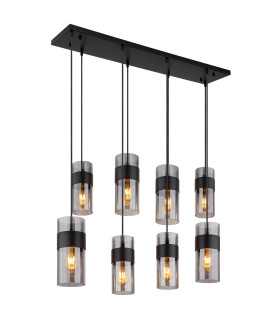 Scarfina Cluster Pendant Ceiling Light Matt Black Smoke Glass Shade 8x E27-1