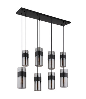 Scarfina Cluster Pendant Ceiling Light Matt Black Smoke Glass Shade 8x E27-2