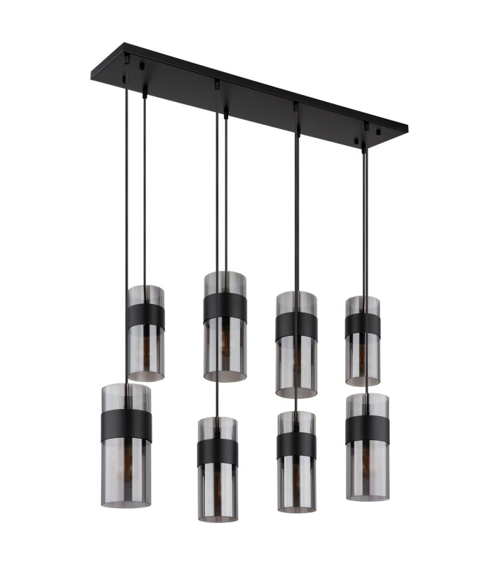Scarfina Cluster Pendant Ceiling Light Matt Black Smoke Glass Shade 8x E27-2