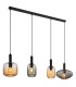 Valletta Bar Pendant Ceiling Light Matt Black Glass Shade 4x E27-1