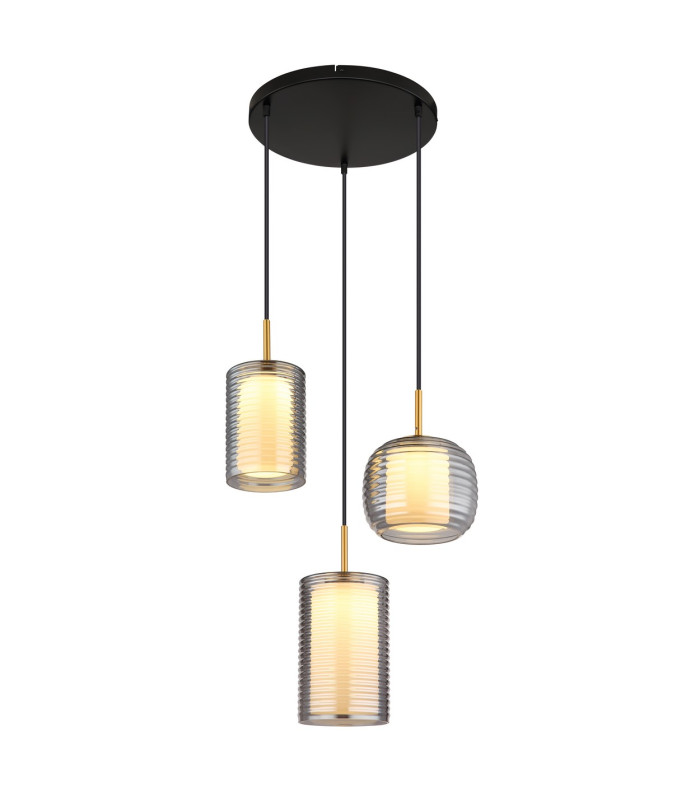 Lampigna Cluster Pendant Ceiling Light Matt Black Opal Glass Shade 3x LED 3000K-1
