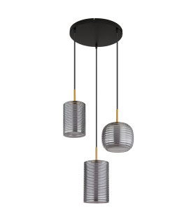 Lampigna Cluster Pendant Ceiling Light Matt Black Opal Glass Shade 3x LED 3000K-2