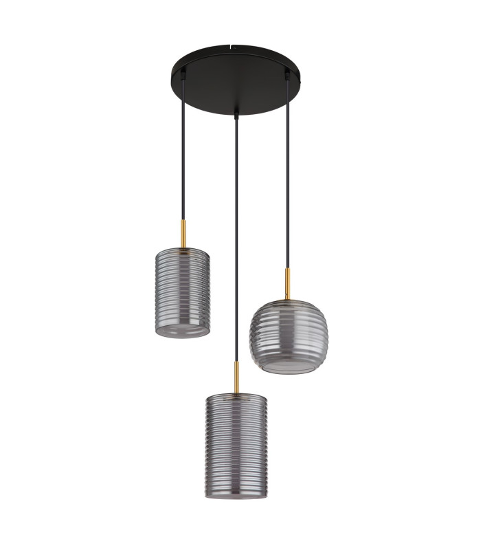Lampigna Cluster Pendant Ceiling Light Matt Black Opal Glass Shade 3x LED 3000K-2