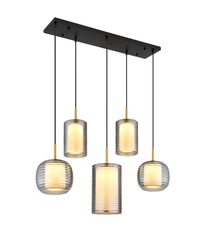 Lampigna Cluster Pendant Ceiling Light Matt Black Opal Glass Shade LED 3000K-1