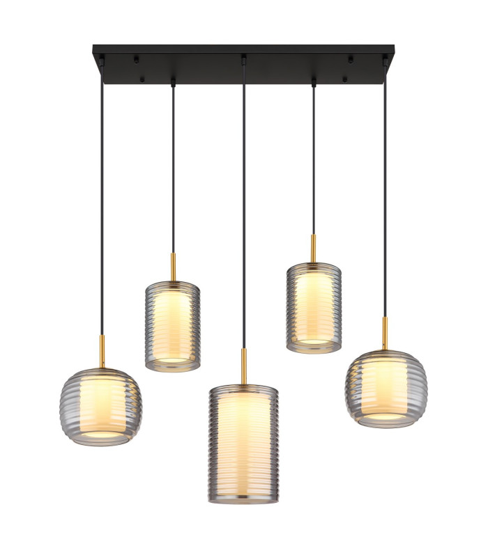 Lampigna Cluster Pendant Ceiling Light Matt Black Opal Glass Shade LED 3000K-3