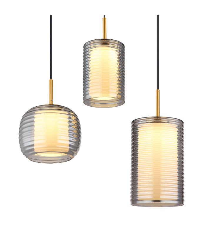 Lampigna Cluster Pendant Ceiling Light Matt Black Opal Glass Shade LED 3000K-4