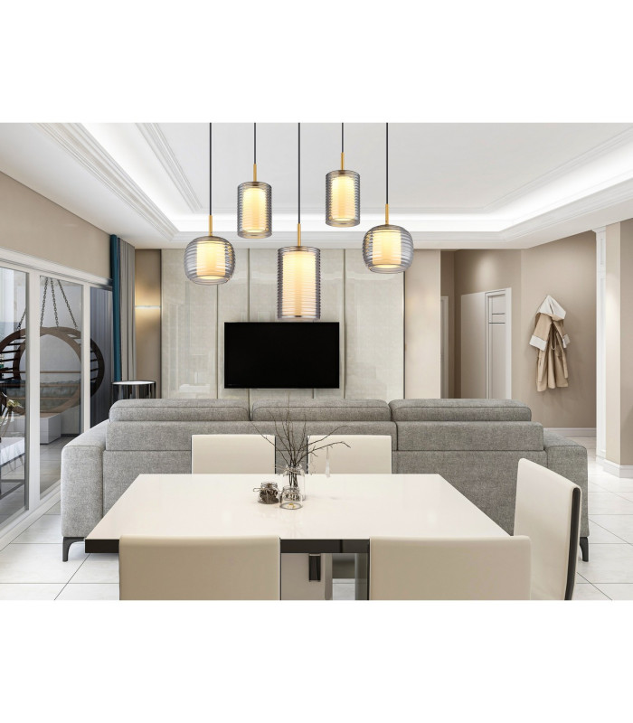 Lampigna Cluster Pendant Ceiling Light Matt Black Opal Glass Shade LED 3000K-5