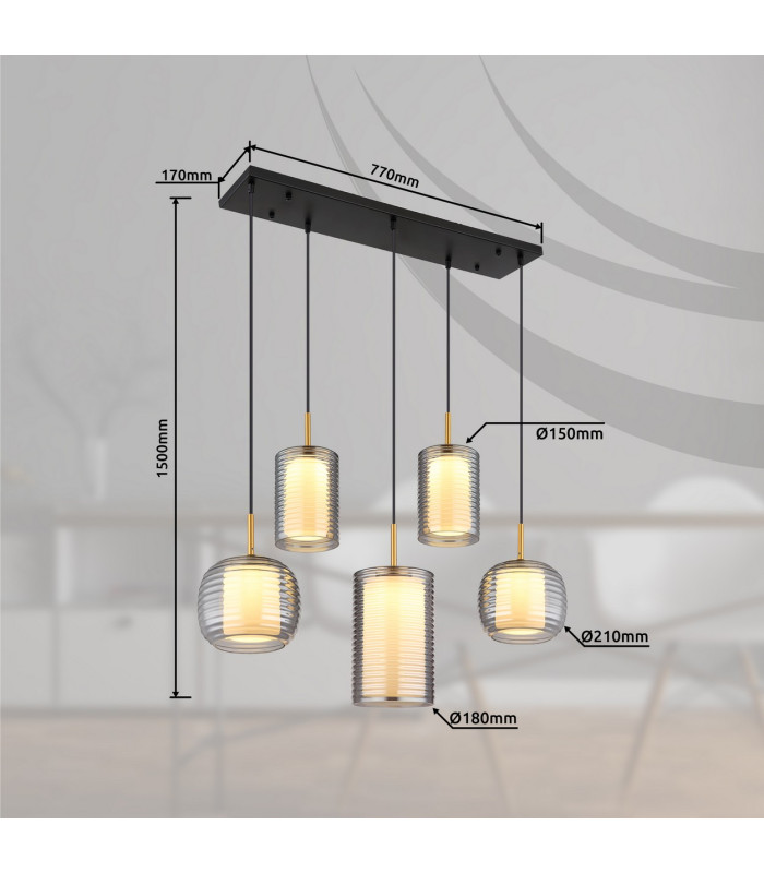 Lampigna Cluster Pendant Ceiling Light Matt Black Opal Glass Shade LED 3000K-7