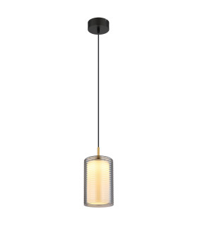 Lampigna Slim Pendant Ceiling Light Matt Black Opal Glass Shade LED 3000K-1