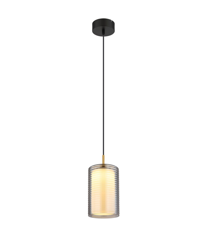 Lampigna Slim Pendant Ceiling Light Matt Black Opal Glass Shade LED 3000K-1