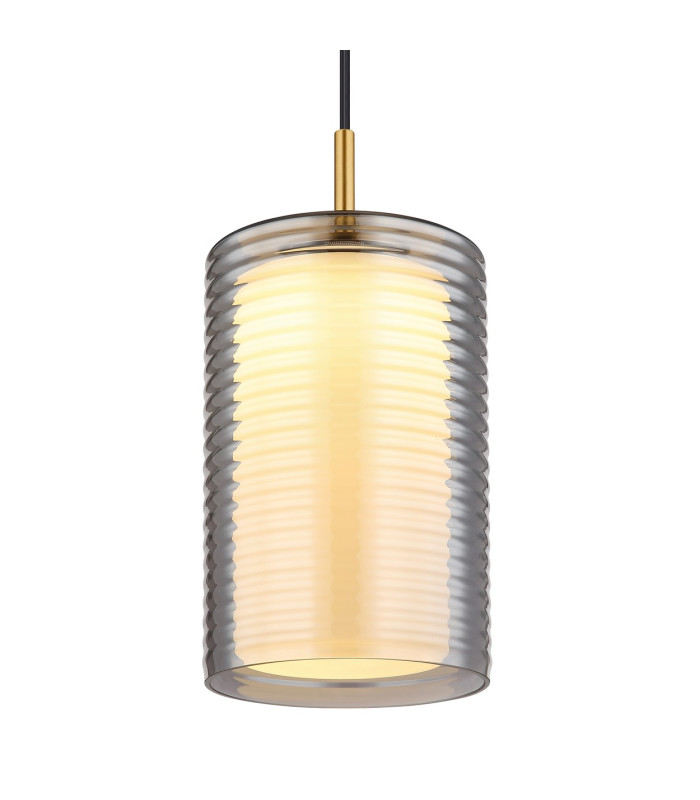 Lampigna Slim Pendant Ceiling Light Matt Black Opal Glass Shade LED 3000K-3
