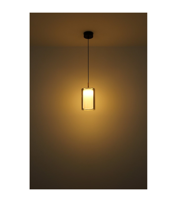 Lampigna Slim Pendant Ceiling Light Matt Black Opal Glass Shade LED 3000K-4