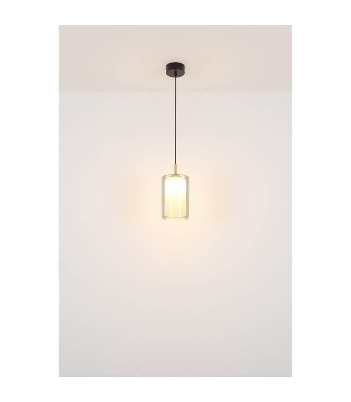 Lampigna Slim Pendant Ceiling Light Matt Black Opal Glass Shade LED 3000K-5