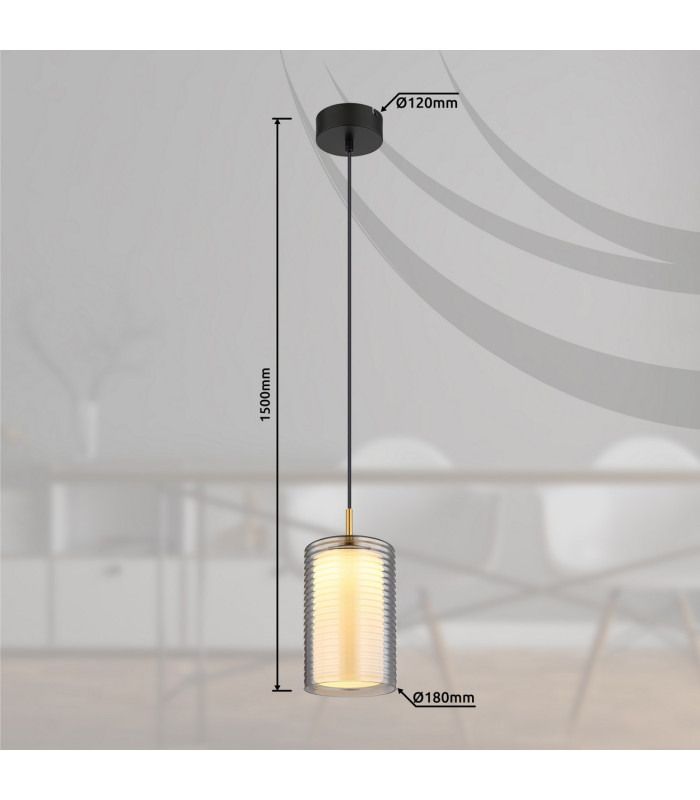 Lampigna Slim Pendant Ceiling Light Matt Black Opal Glass Shade LED 3000K-9