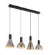 Labora Bar Pendant Ceiling Light Matt Black Smoke Glass Shade 4x LED 3000K-1