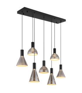 Labora Cluster Pendant Ceiling Light Matt Black Smoke Glass Shade 7x LED 3000K-1