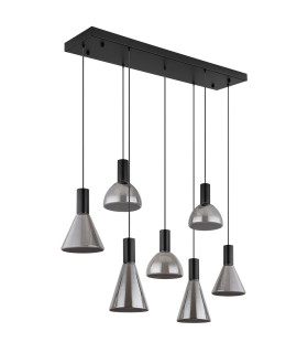 Labora Cluster Pendant Ceiling Light Matt Black Smoke Glass Shade 7x LED 3000K-2
