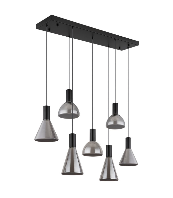 Labora Cluster Pendant Ceiling Light Matt Black Smoke Glass Shade 7x LED 3000K-2