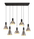 Labora Cluster Pendant Ceiling Light Matt Black Smoke Glass Shade 7x LED 3000K-3