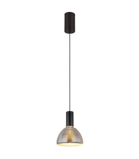 Labora Dome Pendant Ceiling Light Matt Black Smoke Glass Shade LED 3000K-1
